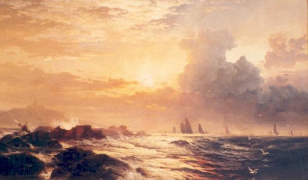 Edward Moran Yachting at Sunset oil painting image